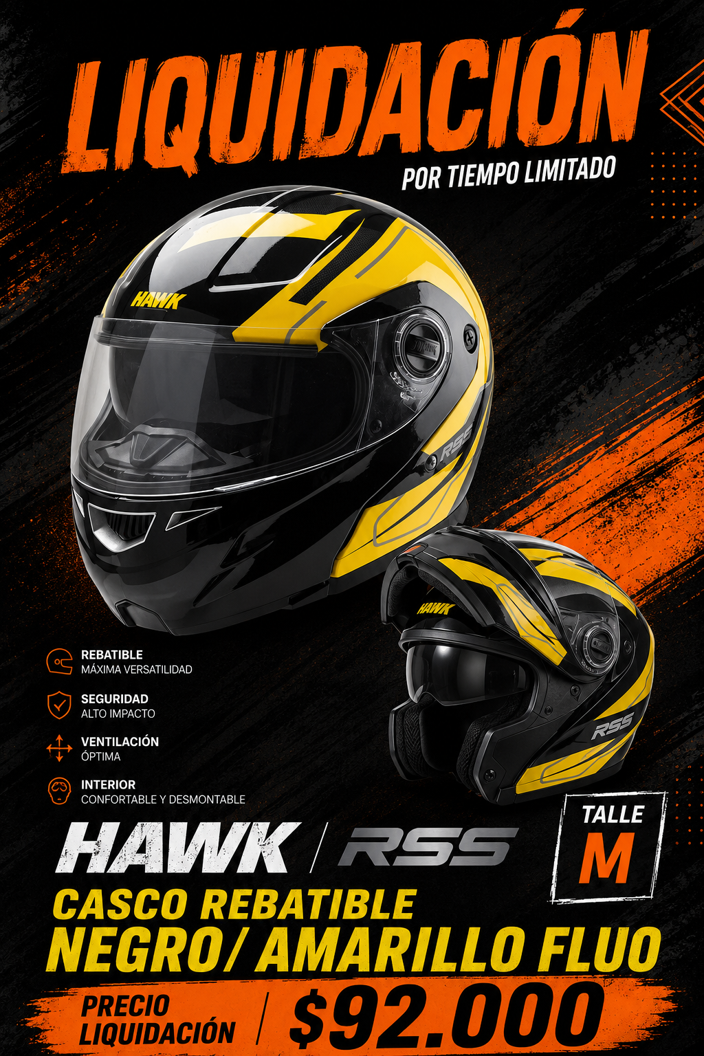 CASCO REBATIBLE HAWK  RS5 RESISTANCE – $92.000