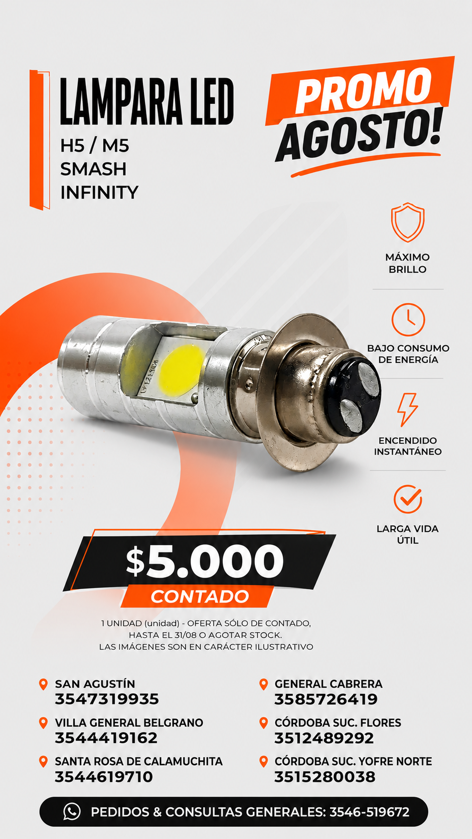 LAMPARA LED H5/M5 SMASH PROMO AGOSTO! $5000 Promo